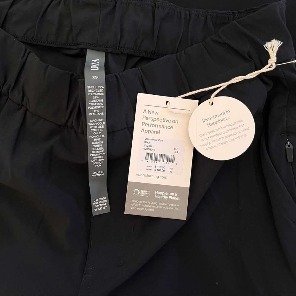 NWT Vuori Miles Ankle Pant Women’s Size XS Black Quick-Dry Stretch ~ $108 - Picture 11 of 14
